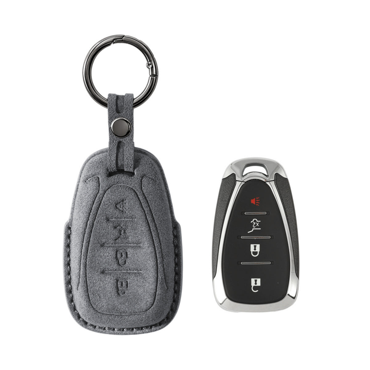 Alcantara Car Key Fob Cover for Chevrolet Model B - Space Grey 1