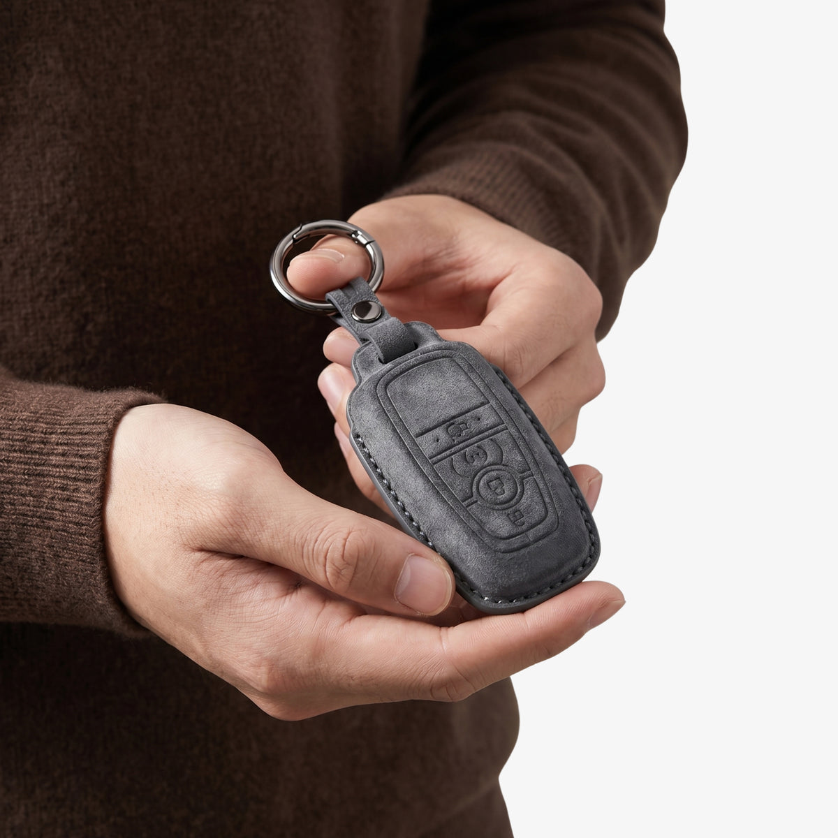 Alcantara Car Key Fob Cover for Lincoln Model A - Space Grey 2