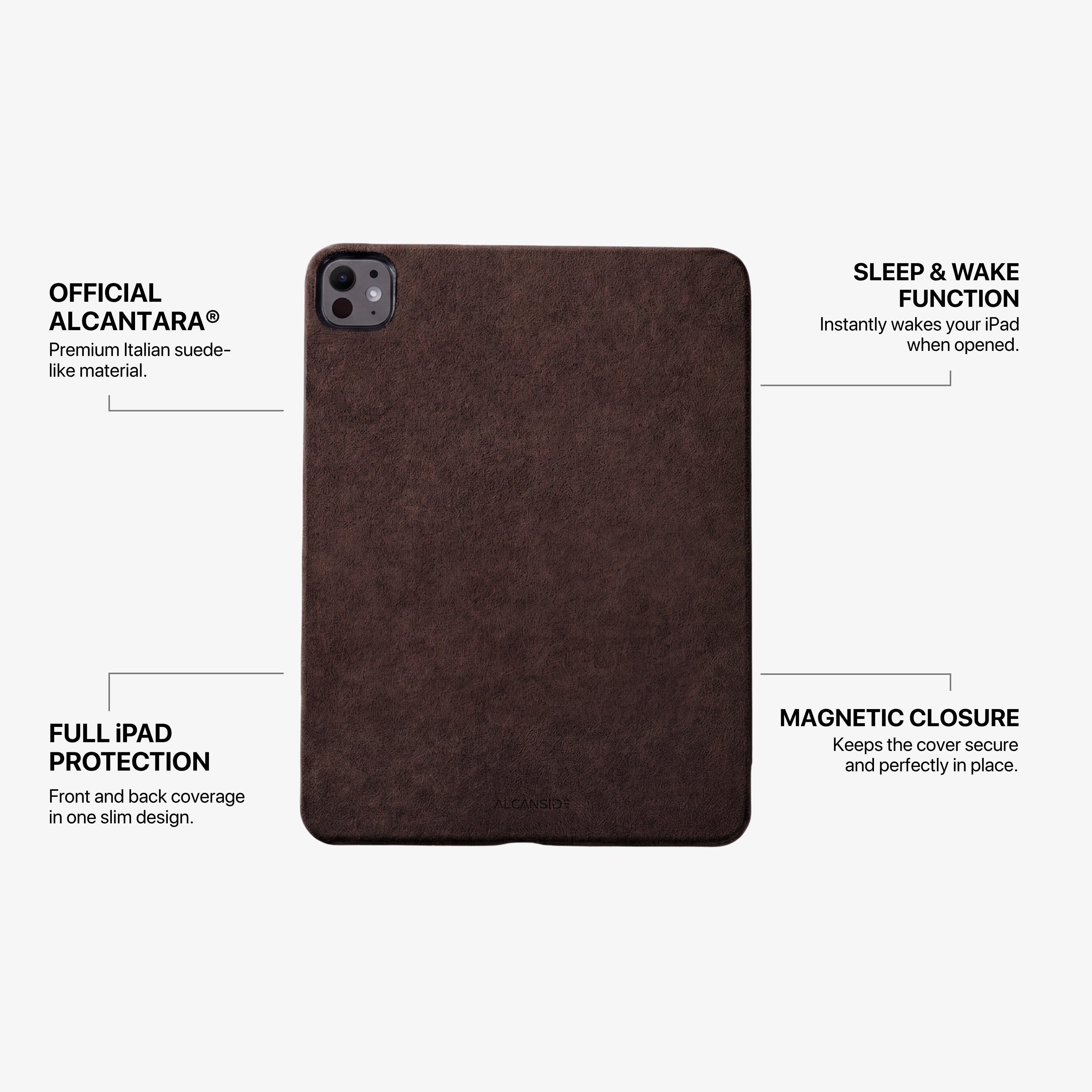 Alcantara iPad Cover - For iPad Pro (11 inch) - Chocolate Brown