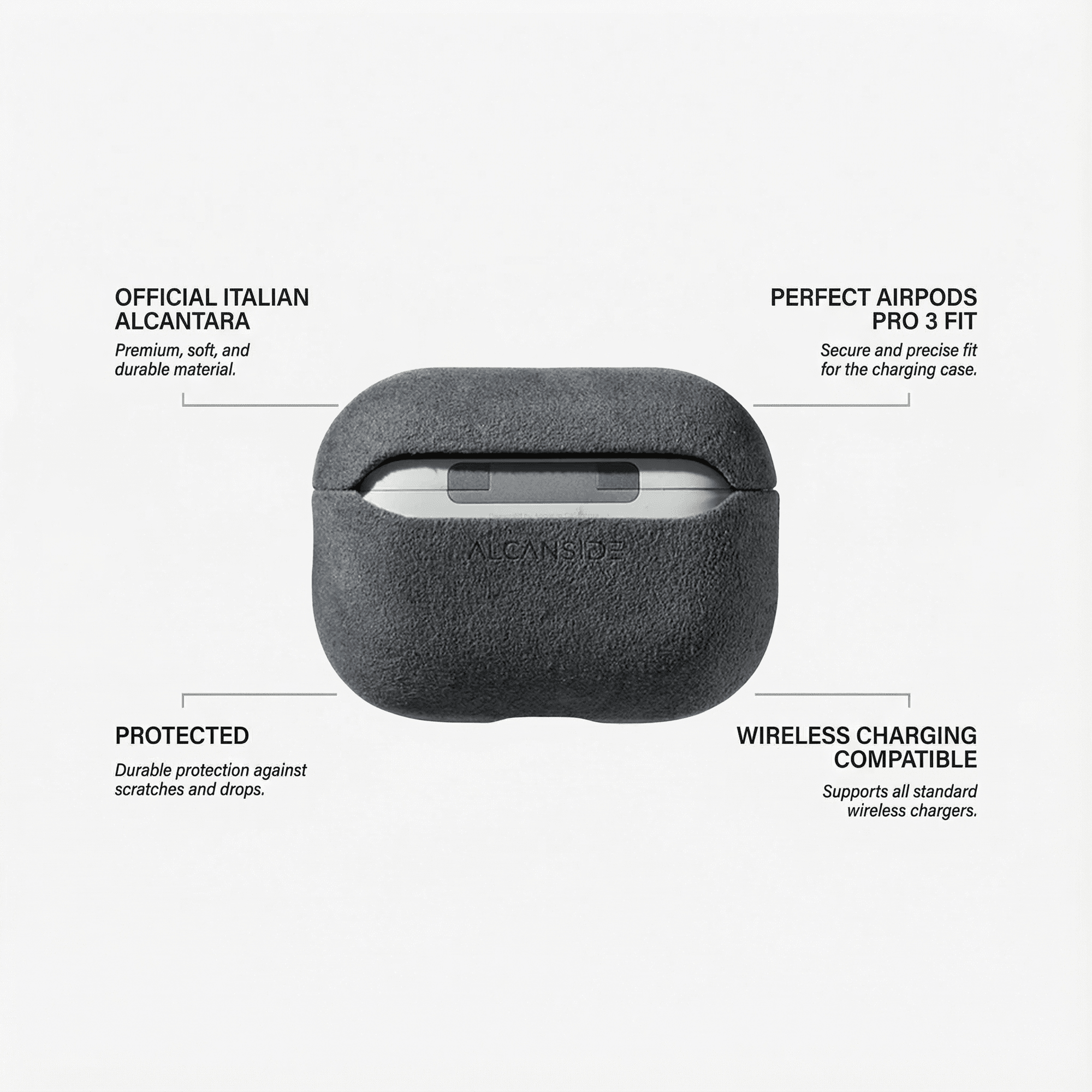 AirPods Pro (3rd Generation) Alcantara Case - Space Grey - Alcanside