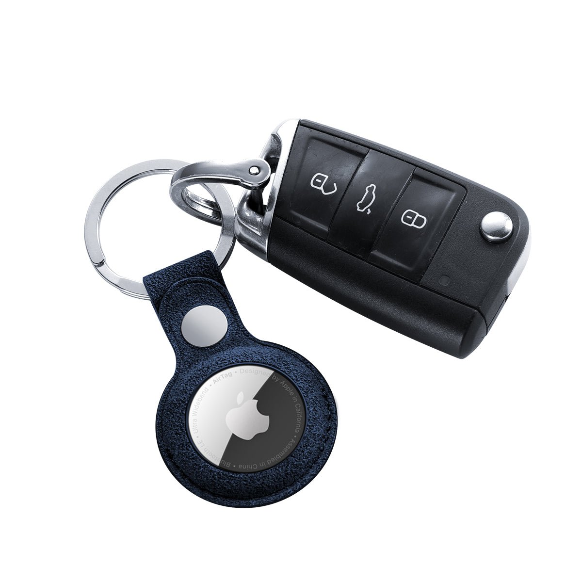Alcantara AirTag Key Ring - Navy Blue - Alcanside