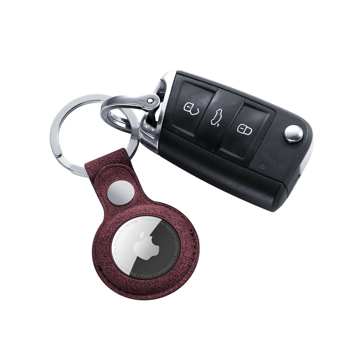Alcantara AirTag Key Ring - Wine Red - Alcanside