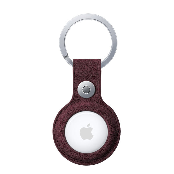 Alcantara AirTag Key Ring - Wine Red