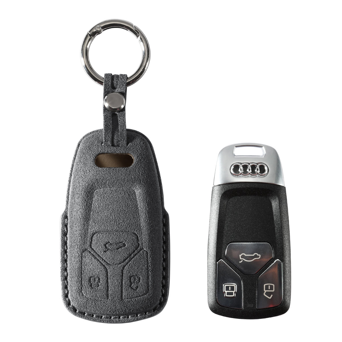Alcantara Car Key Fob Cover for Audi | Model A with Buckle - Space