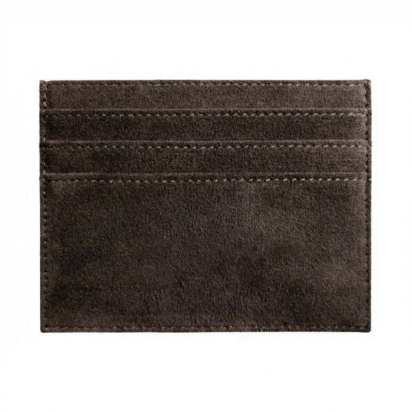Alcantara Card Wallet - Chocolate Brown