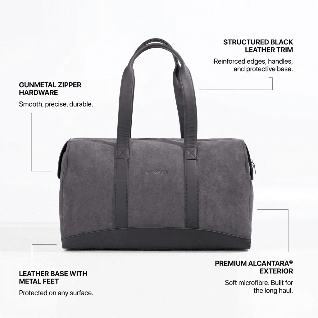 Alcantara Duffle Bag - Space Grey - Alcanside
