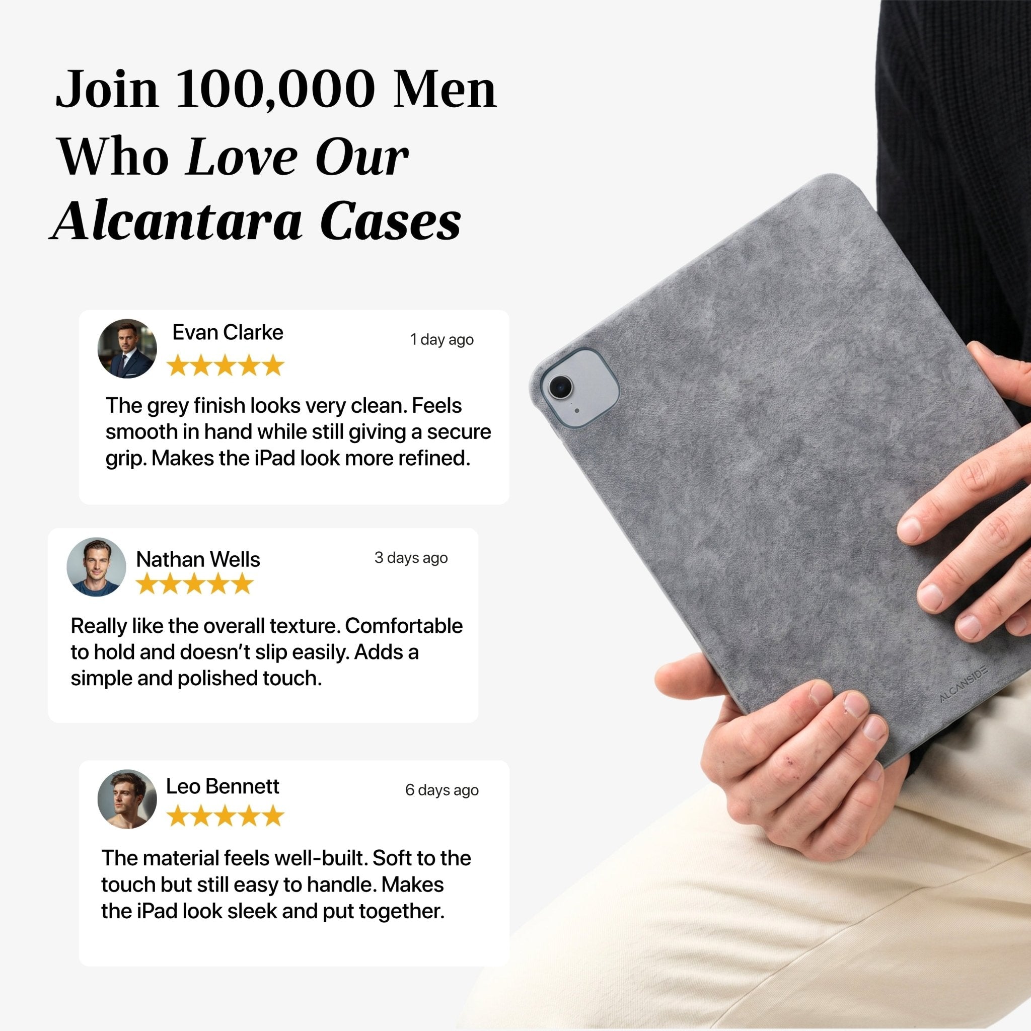 Alcantara iPad Cover - For iPad Air 11 inch (2024/2026) - Nardo Gray - Alcanside