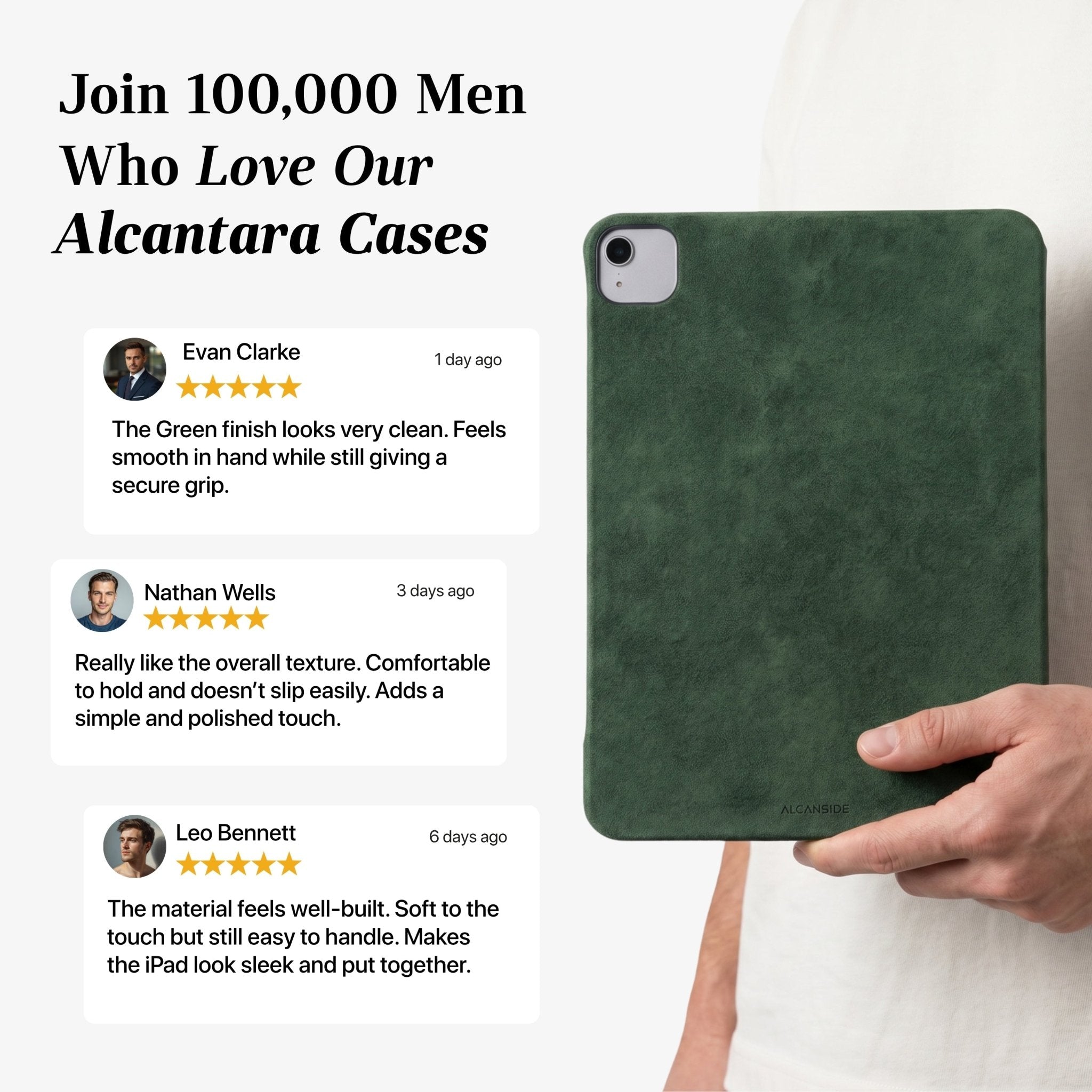 Alcantara iPad Cover - For iPad Air 2026 (13 inch) - Midnight Green - Alcanside
