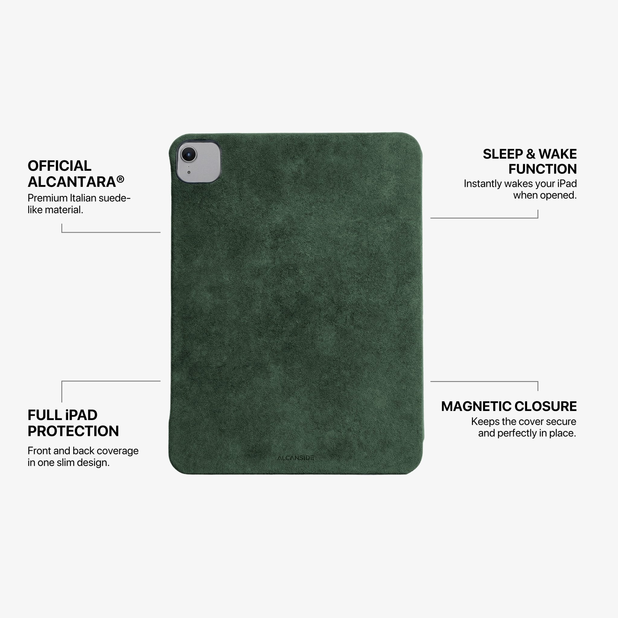 Alcantara iPad Cover - For iPad Air 2026 (13 inch) - Midnight Green - Alcanside