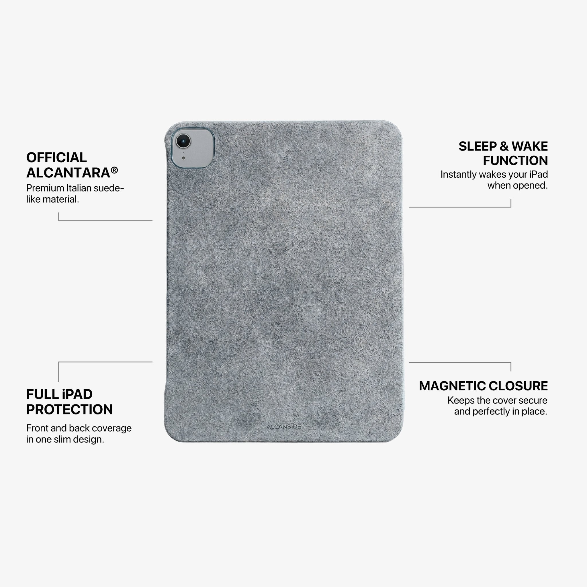 Alcantara iPad Cover - For iPad Air 2026 (13 inch) - Nardo Gray - Alcanside