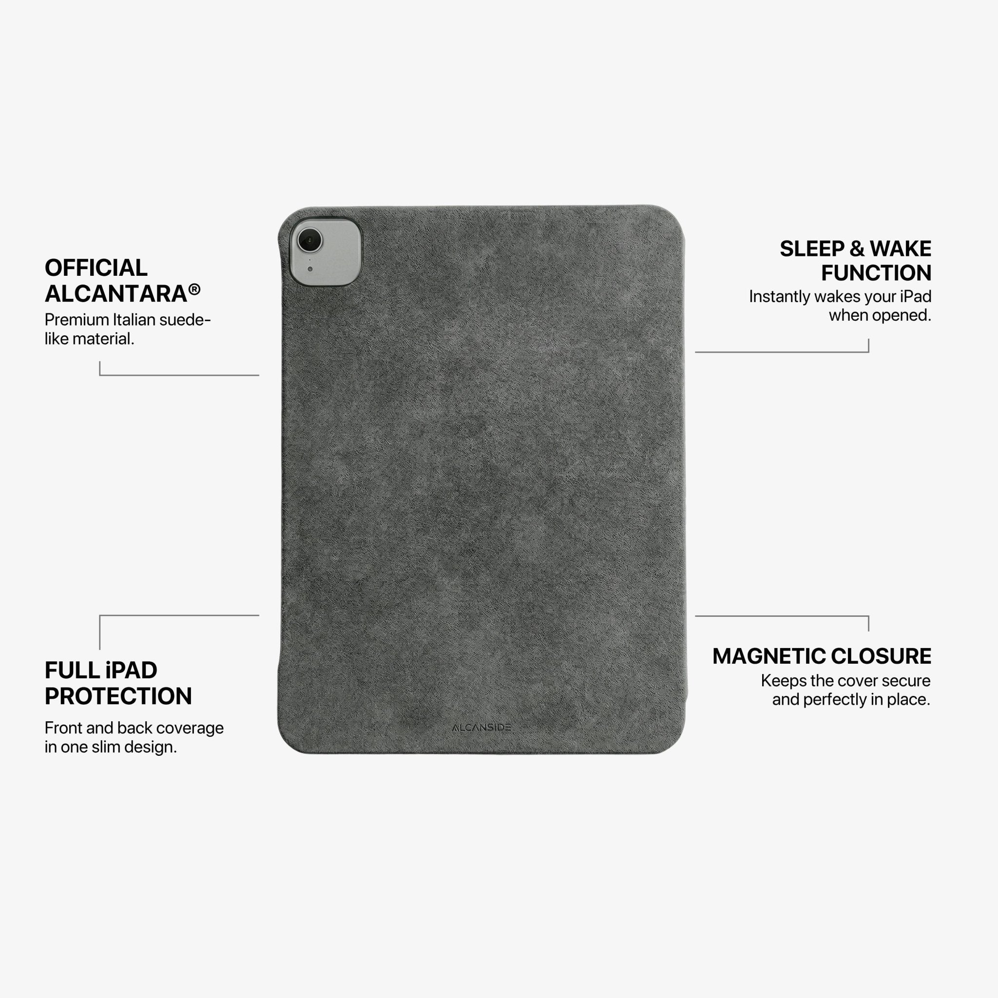 Alcantara iPad Cover - For iPad Air 2026 (13 inch) - Space Grey - Alcanside