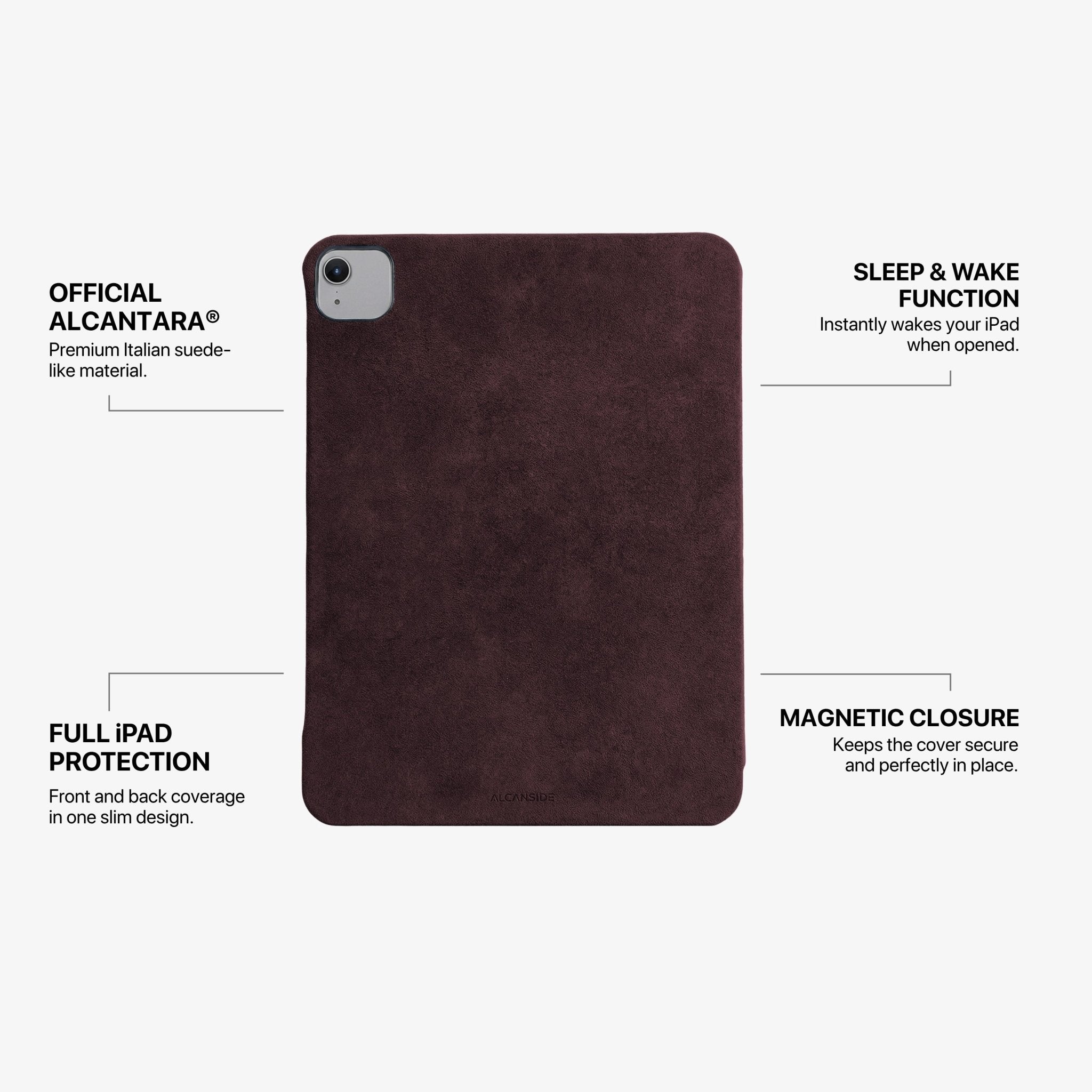 Alcantara iPad Cover - For iPad Air 2026 (13 inch) - Wine Red - Alcanside