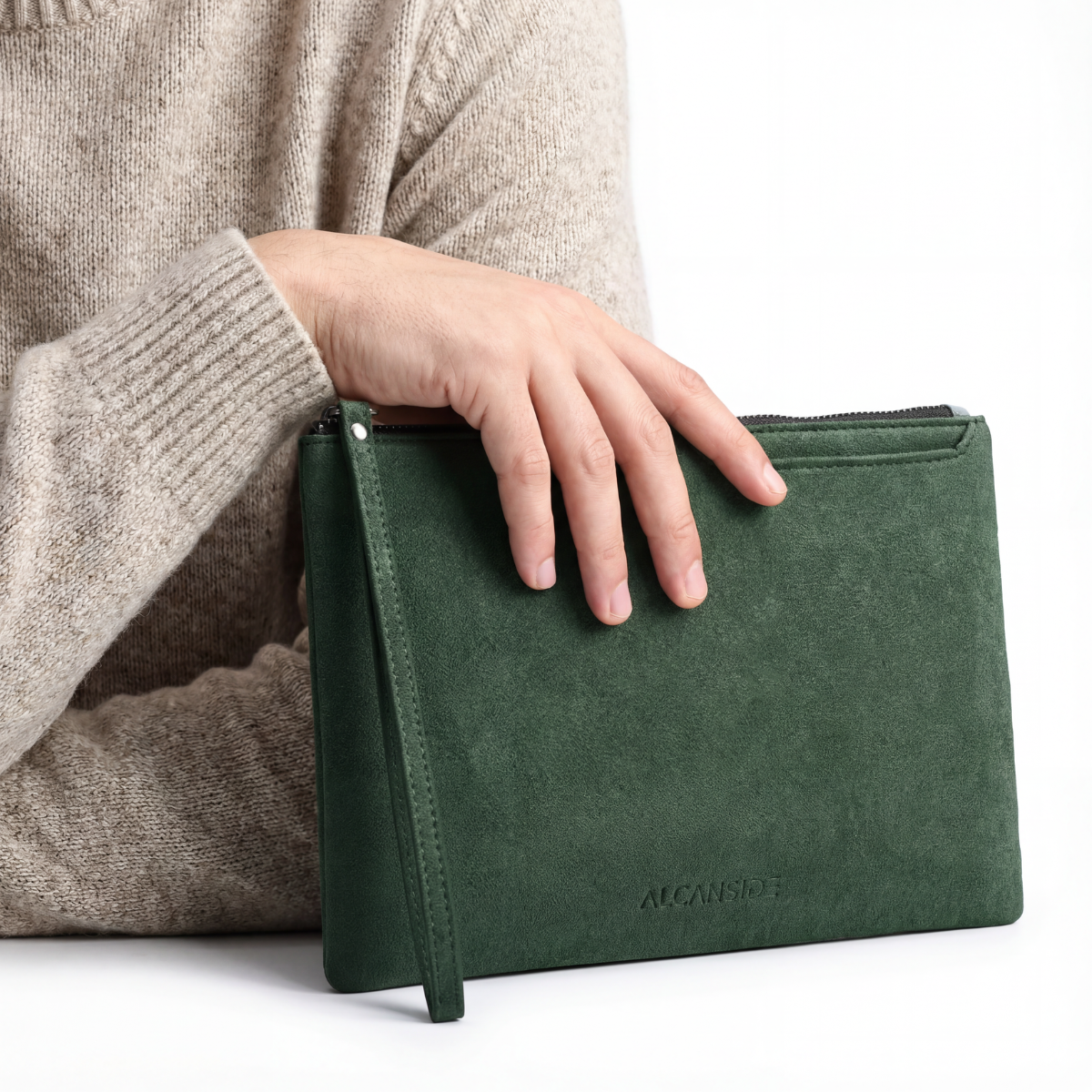 Alcantara Pouch - Midnight Green