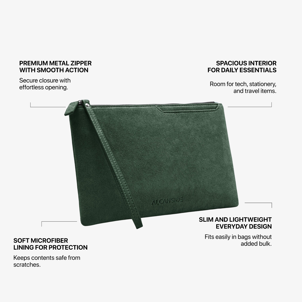 Alcantara Pouch - Midnight Green