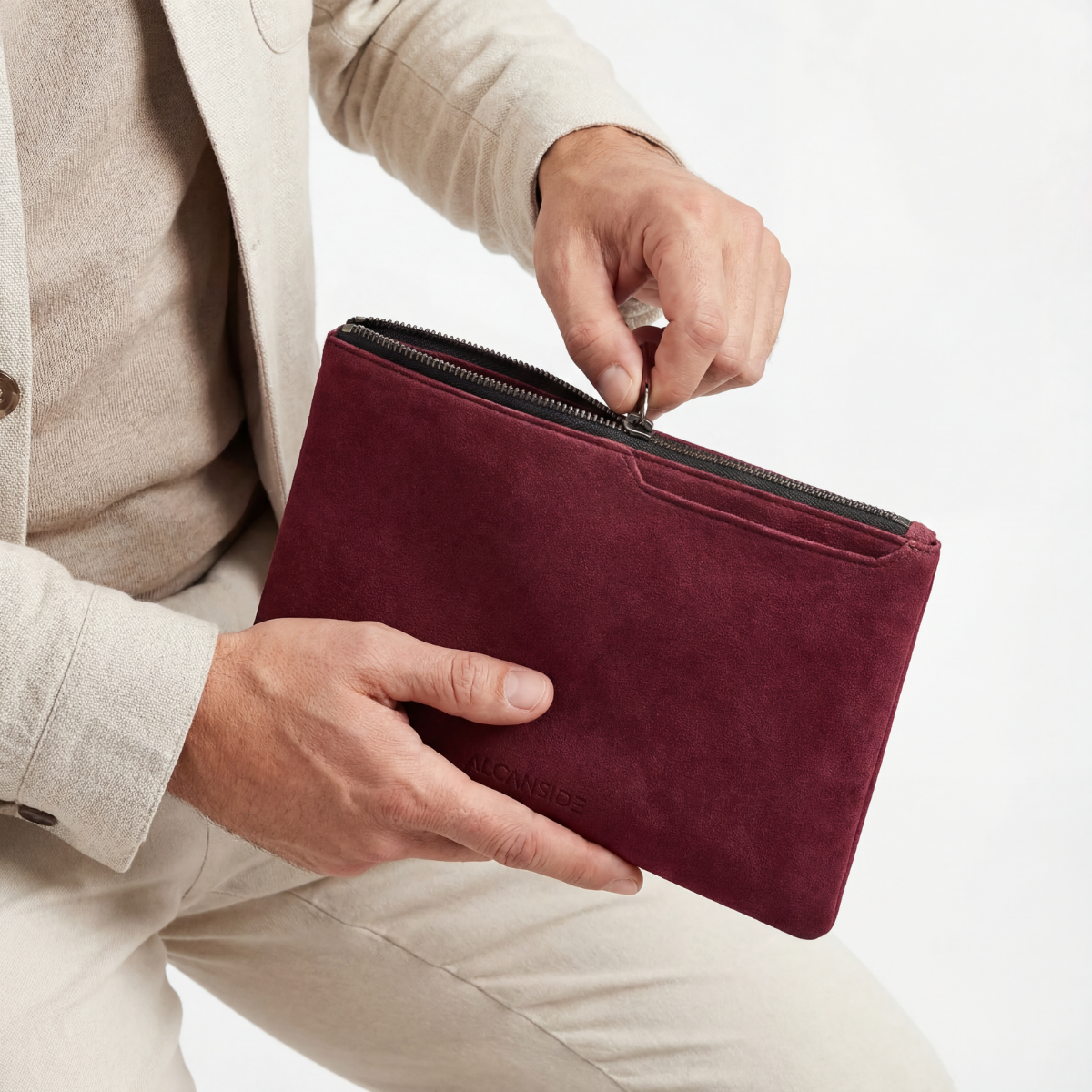 Alcantara Pouch - Wine Red
