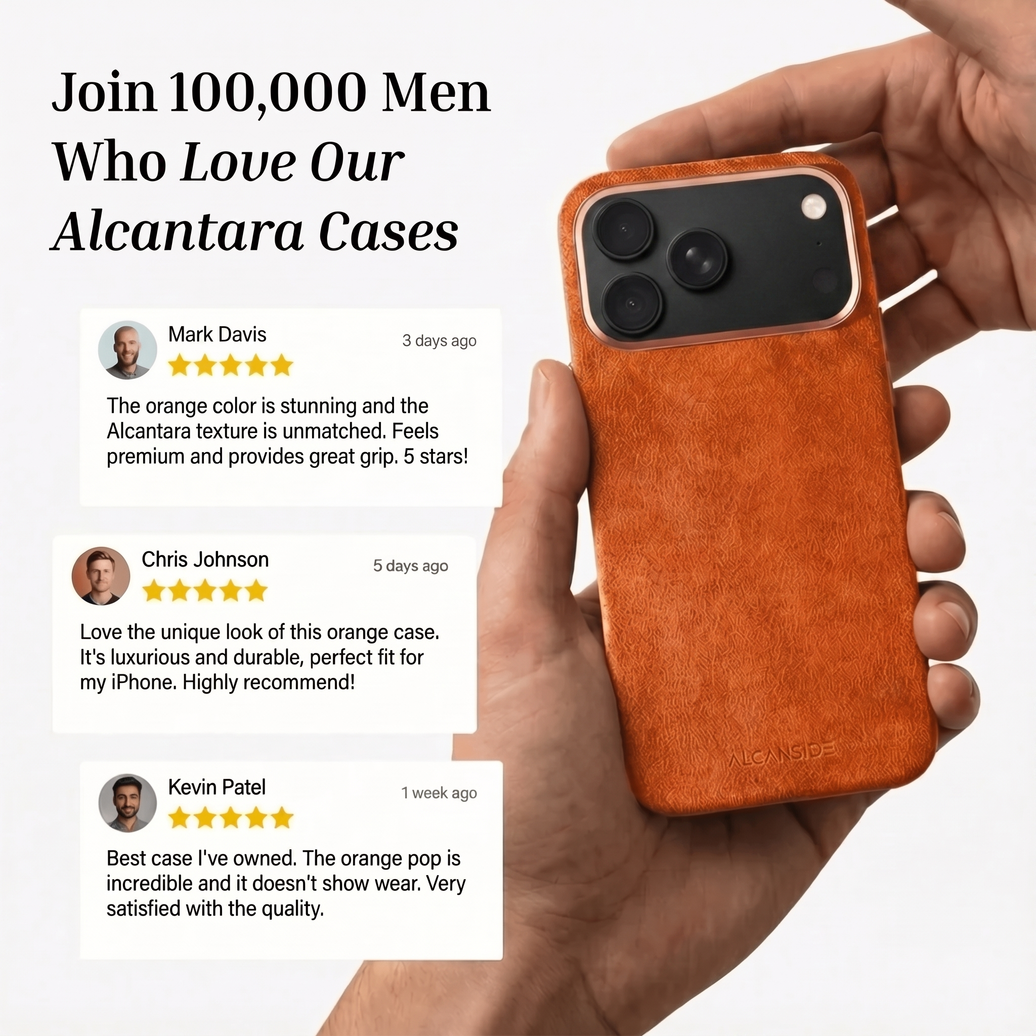Customer reviews of the Orange Alcantara iPhone 18 Pro Max case