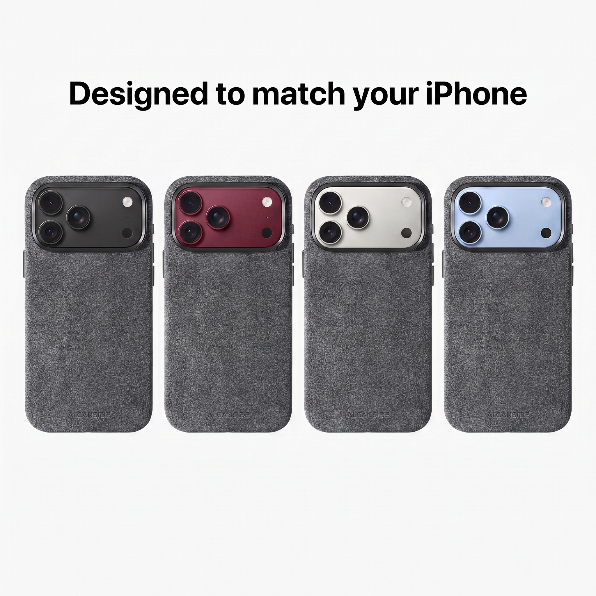 Space Grey Alcantara cases designed to match every iPhone 18 colour