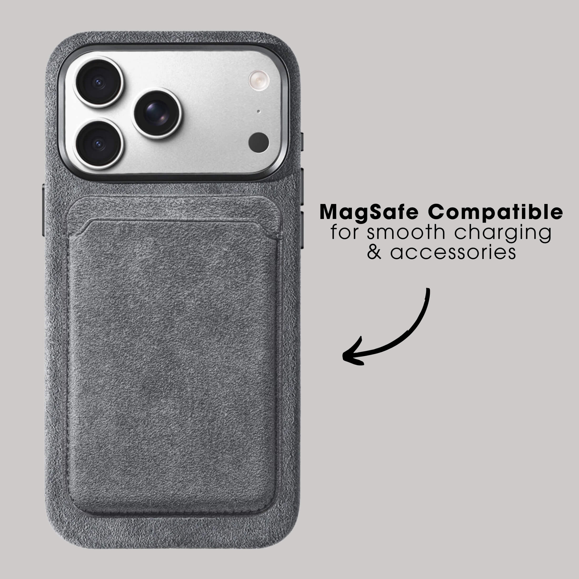 iPhone Alcantara Case + Magsafe Wallet - Nardo Gray