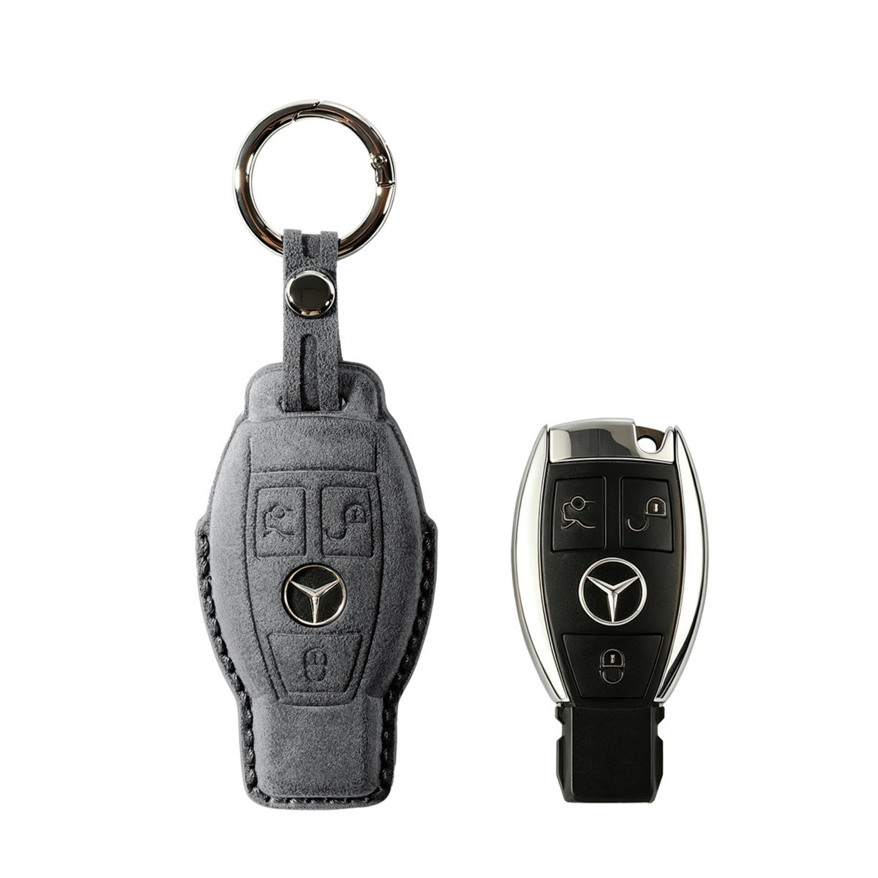 Alcantara Car Key Fob Cover for Mercedes-Benz Model B - Space Grey