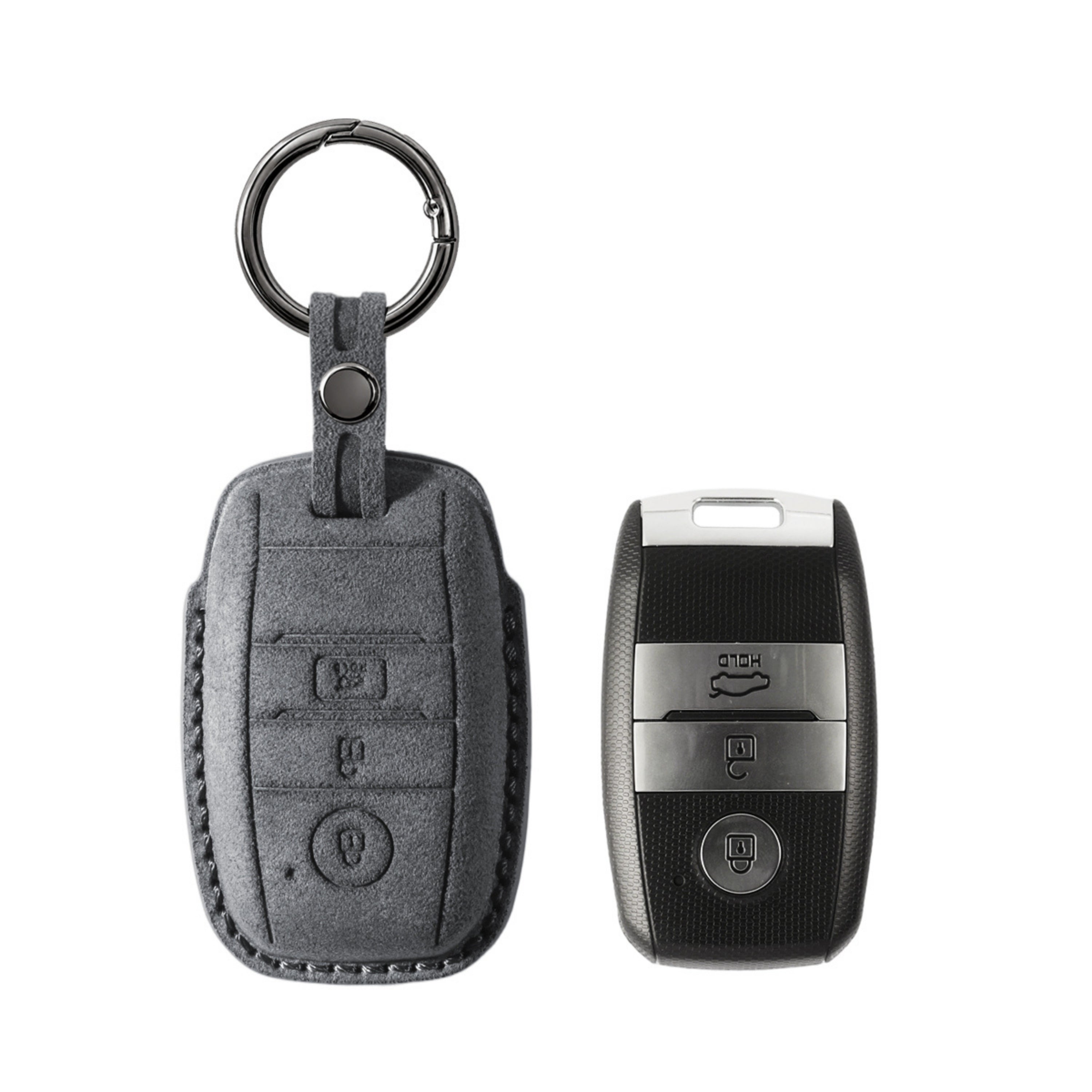 Alcantara Car Key Fob Cover for Kia Model A - Space Grey