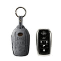 Alcantara Car Key Fob Cover for Toyota Model E with Buckle - Space Grey