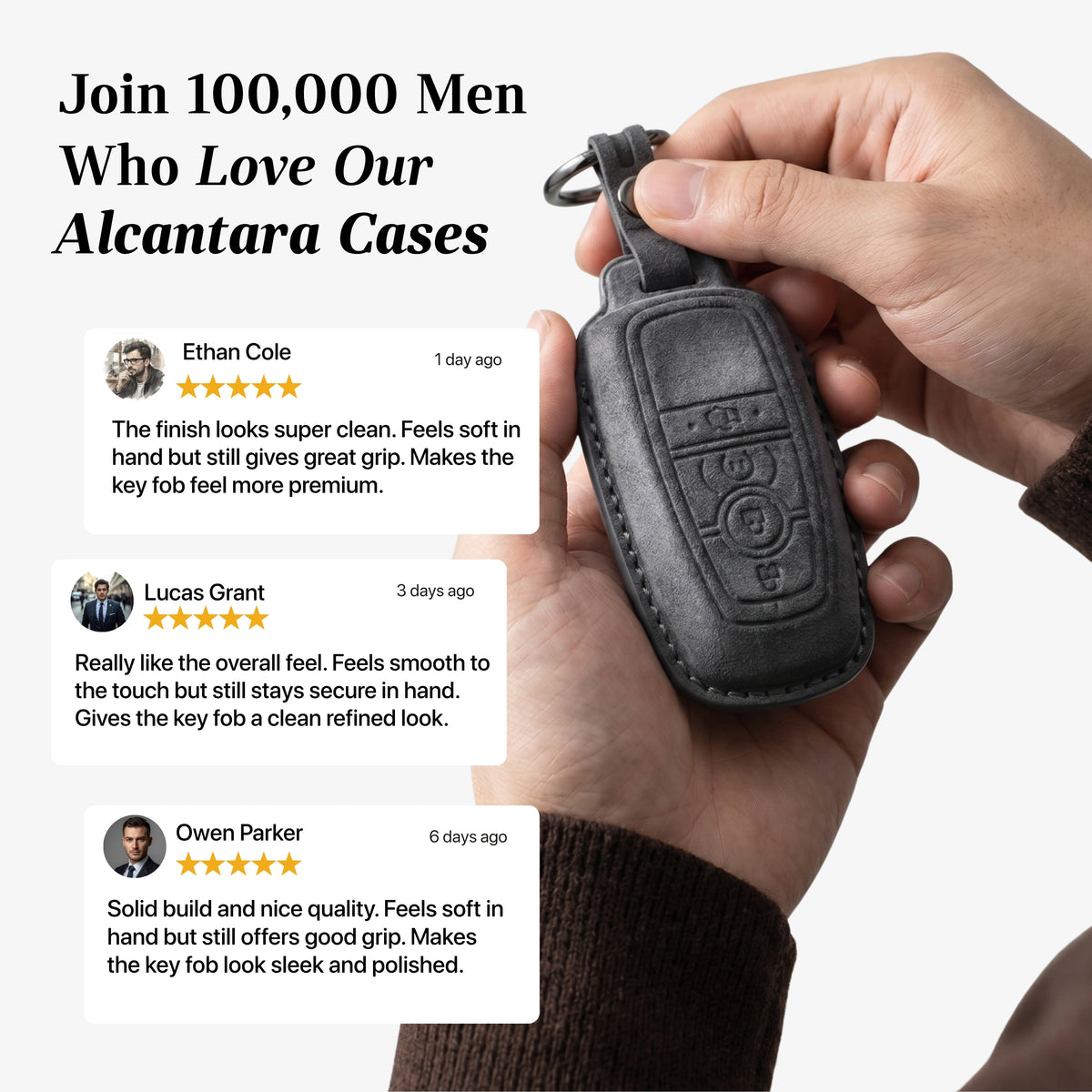 Alcantara Car Key Fob Cover for Lincoln Model A - Space Grey 3