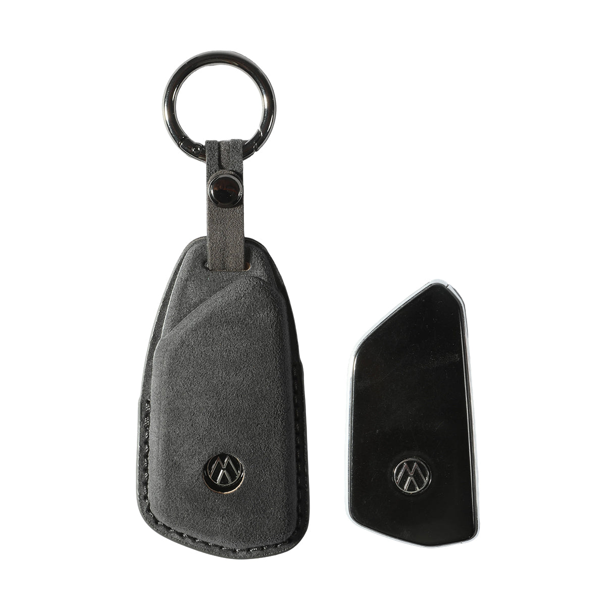 Alcantara Car Key Fob Cover for Volkswagen - Model E with Buckle - Space Grey 4