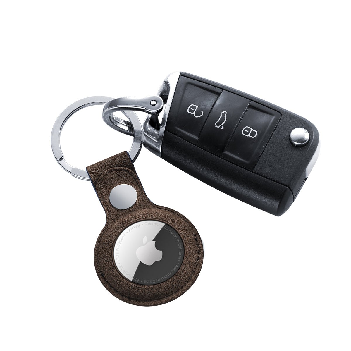Alcantara AirTag Key Ring - Chocolate Brown - Alcanside