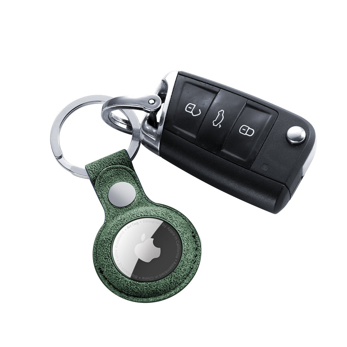 Alcantara AirTag Key Ring - Midnight Green - Alcanside
