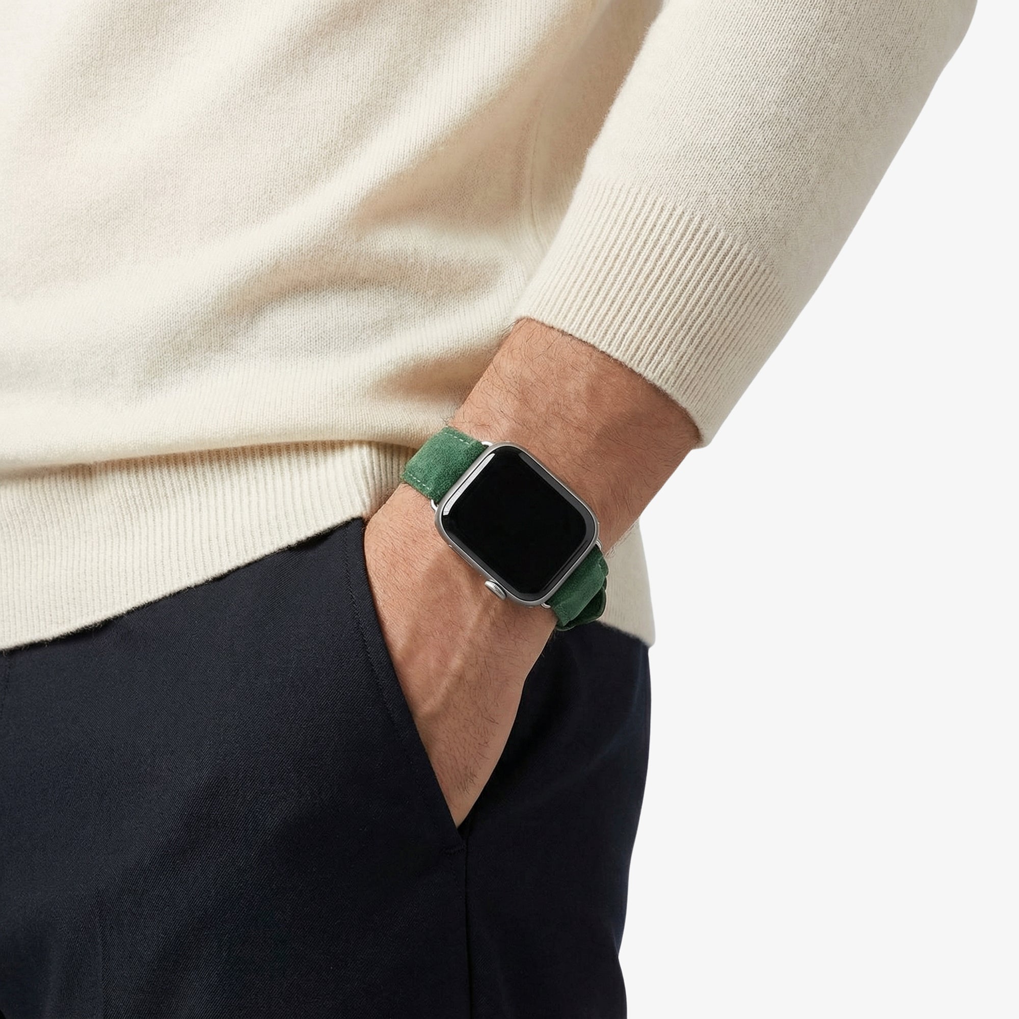 Alcantara Apple Watch Band With Buckle - Midnight Green - 42/44/45