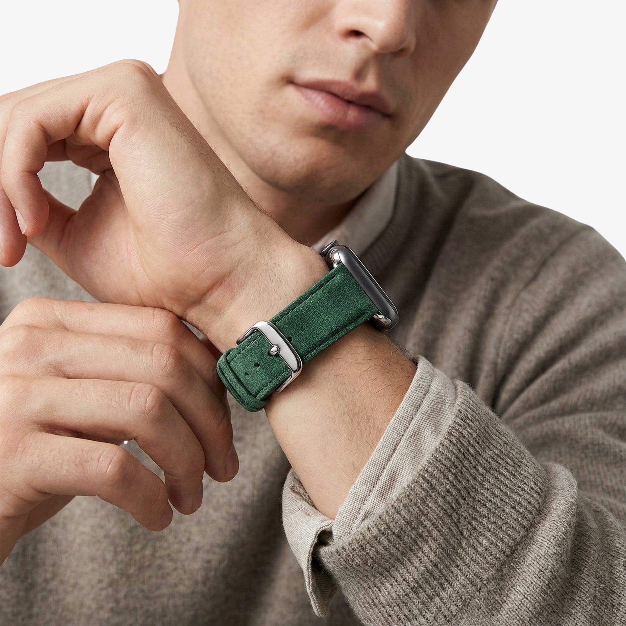 Alcantara Apple Watch Band With Buckle - Midnight Green - 42/44/45