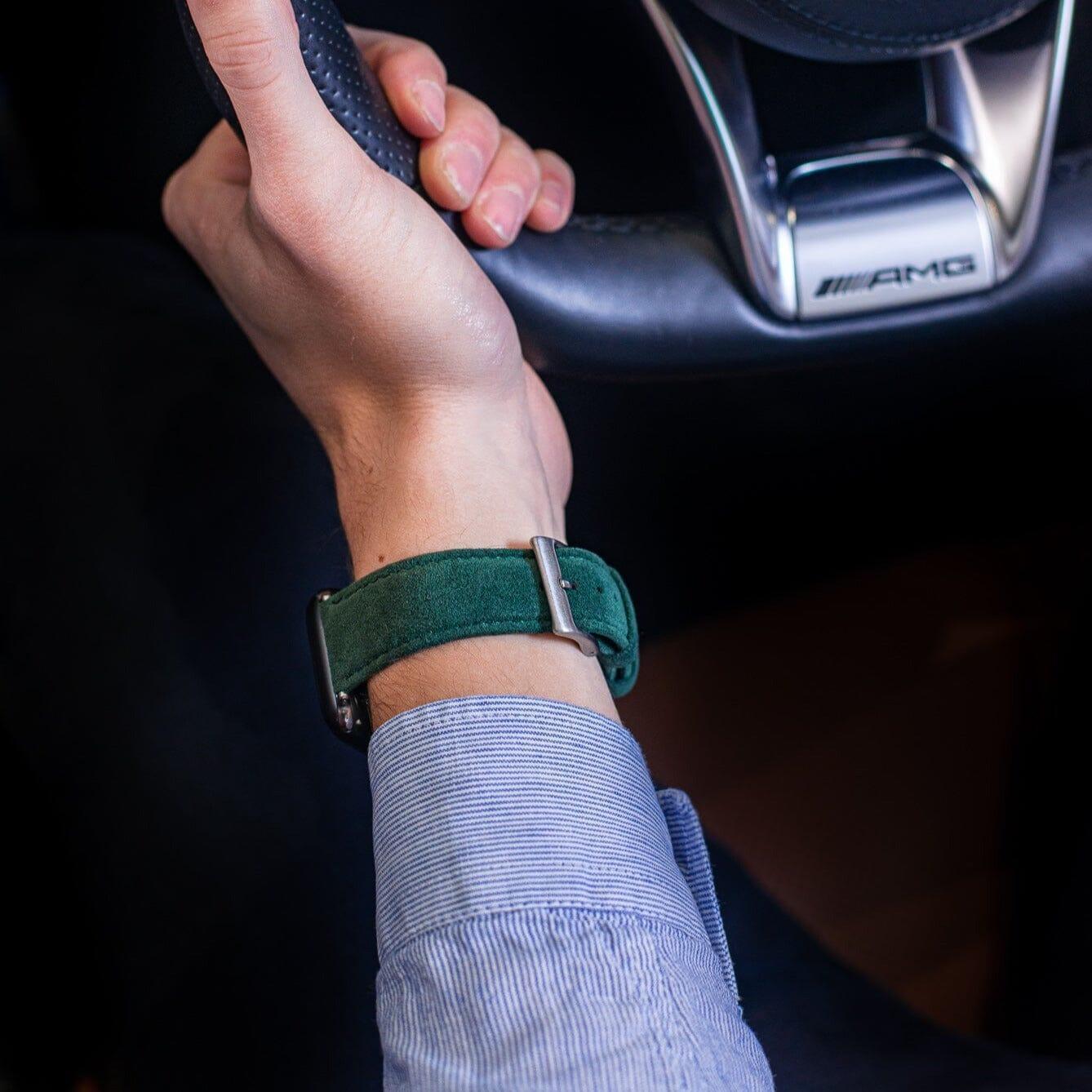 Alcantara Apple Watch Band With Buckle - Midnight Green - 42/44/45