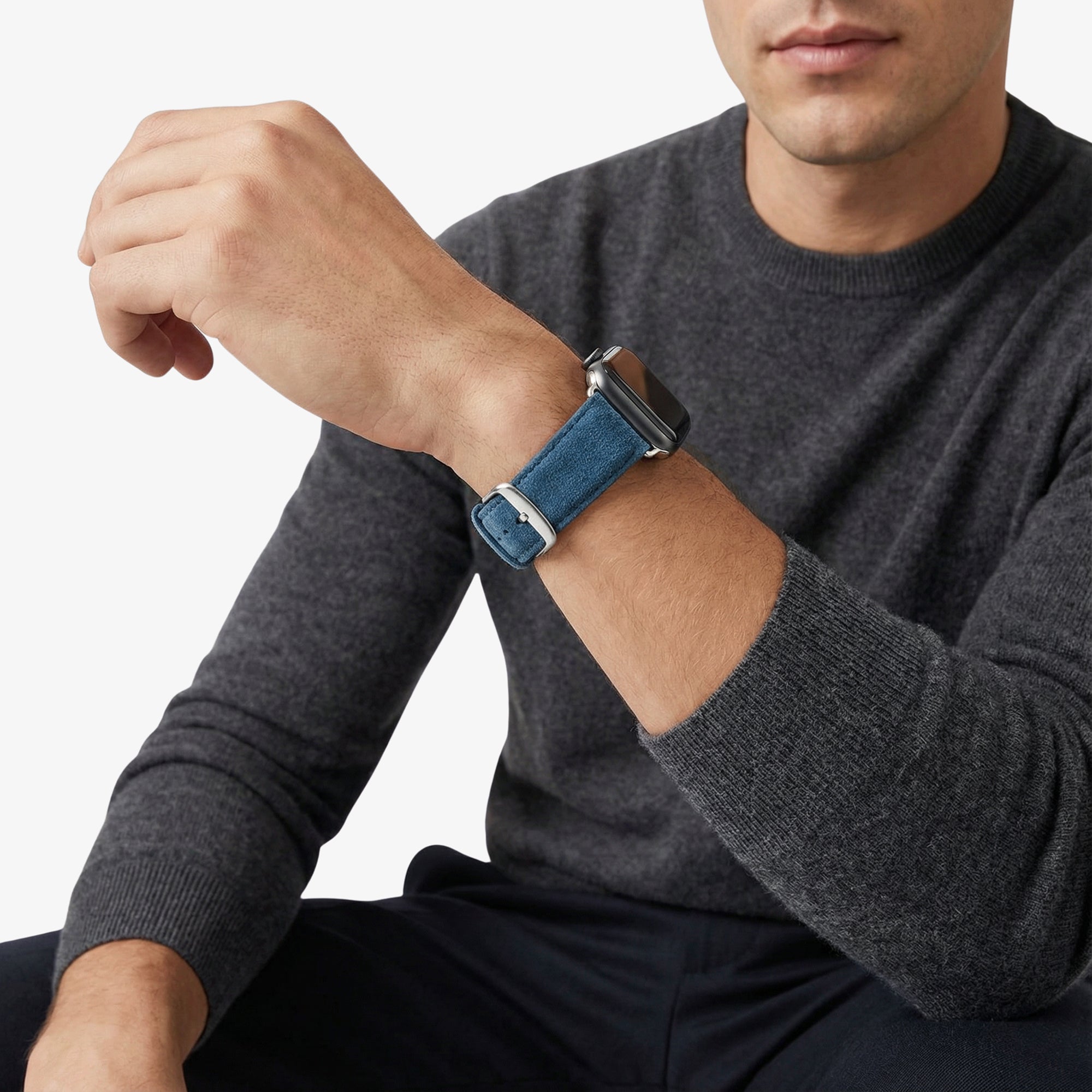 Alcantara Apple Watch Band With Buckle - Ocean Blue - 38/40/41
