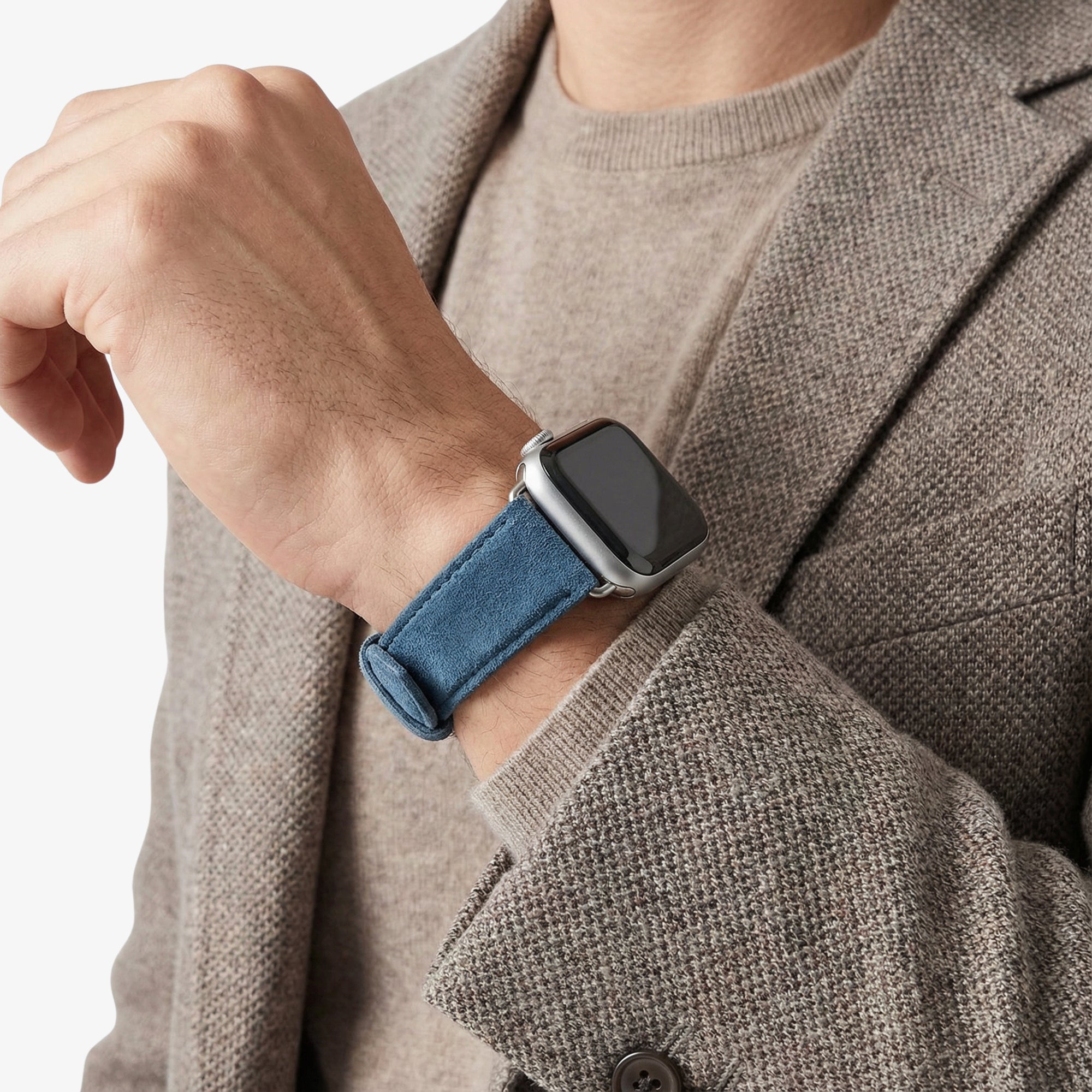 Alcantara Apple Watch Band With Buckle - Ocean Blue - 42/44/45