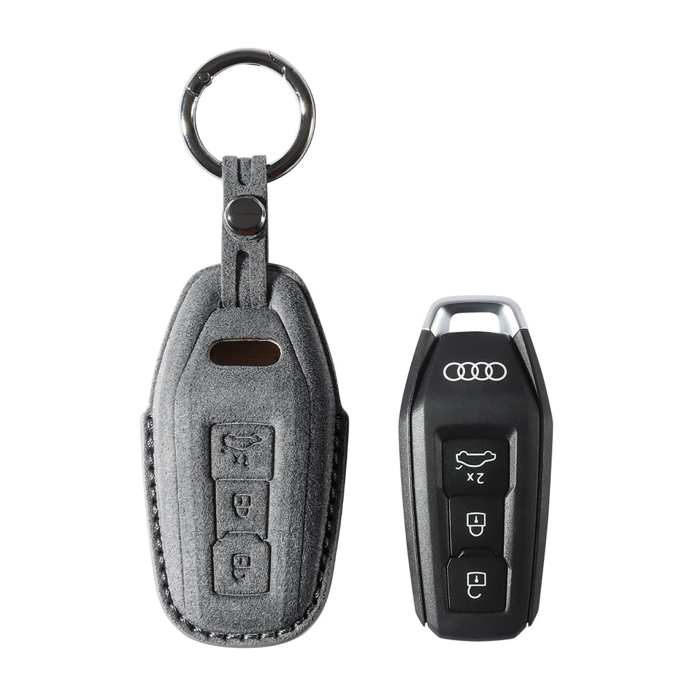 Alcantara Car Key Fob Cover for Audi | Model E with Buckle - Space Grey ...