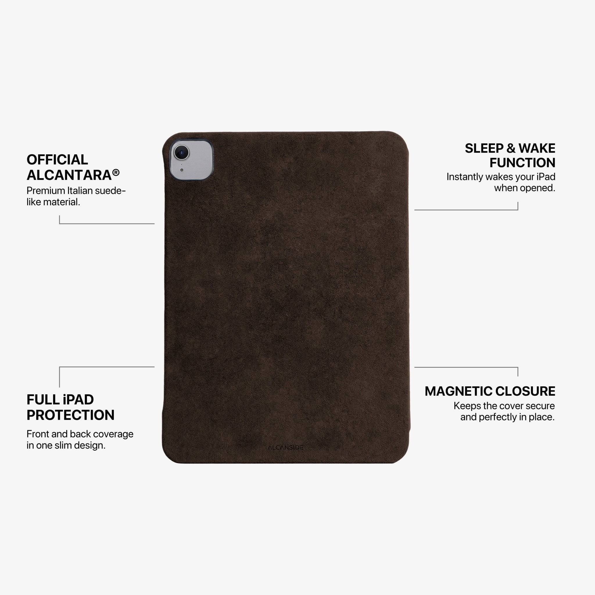 Alcantara iPad Cover - For iPad Air 11 inch (2024/2026) - Chocolate Brown - Alcanside