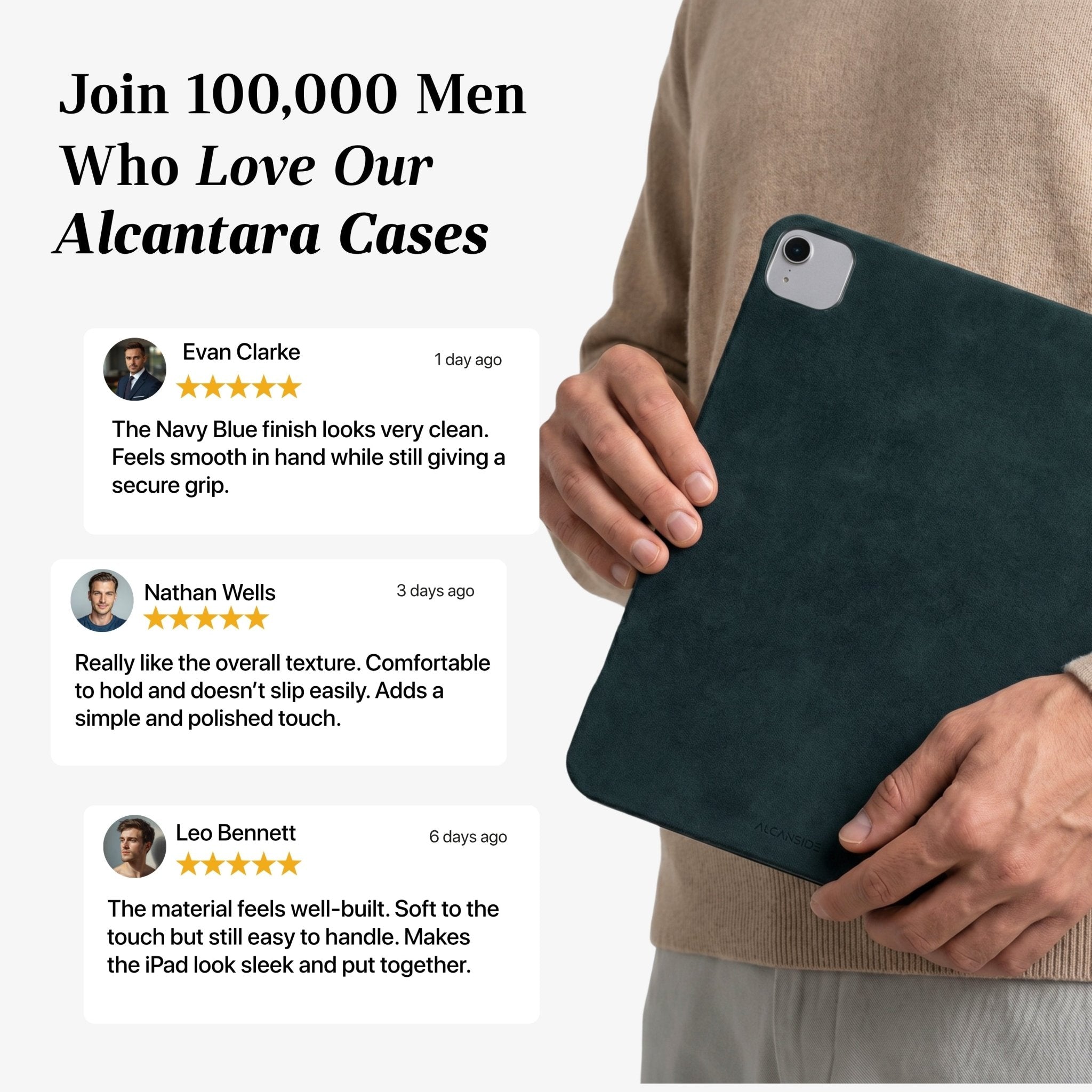 Alcantara iPad Cover - For iPad Air 11 inch (2024/2026) - Navy Blue - Alcanside