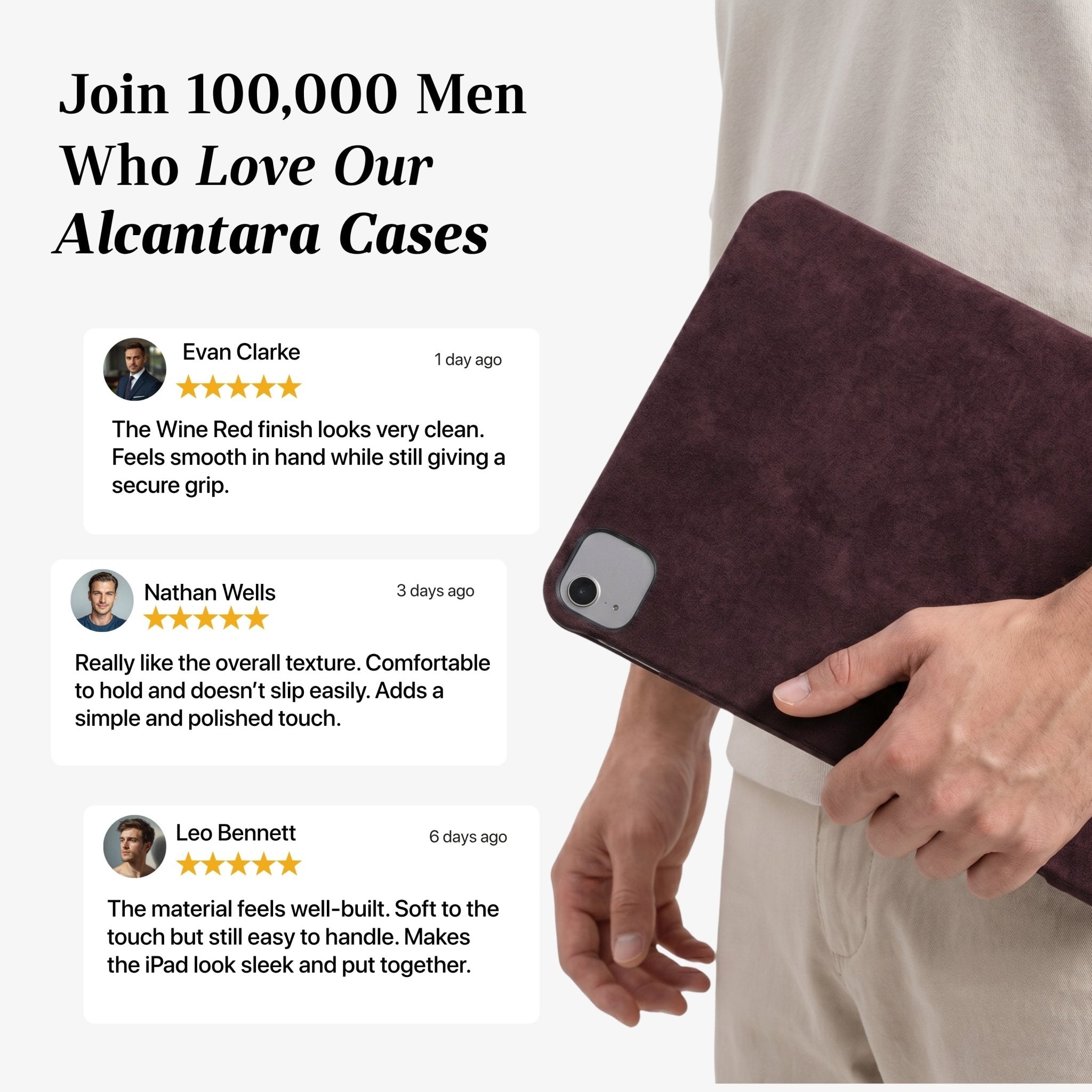 Alcantara iPad Cover - For iPad Air 2026  (13 inch) - Wine Red - Alcanside