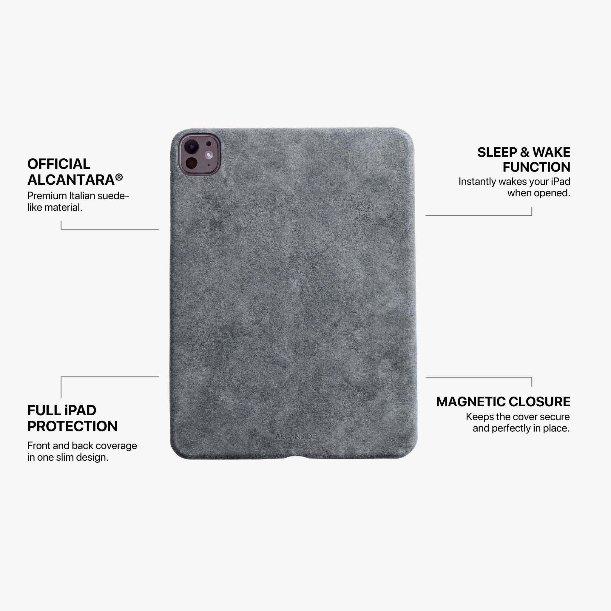 Alcantara iPad Cover - For iPad Pro (13 inch) - Nardo Gray - Alcanside
