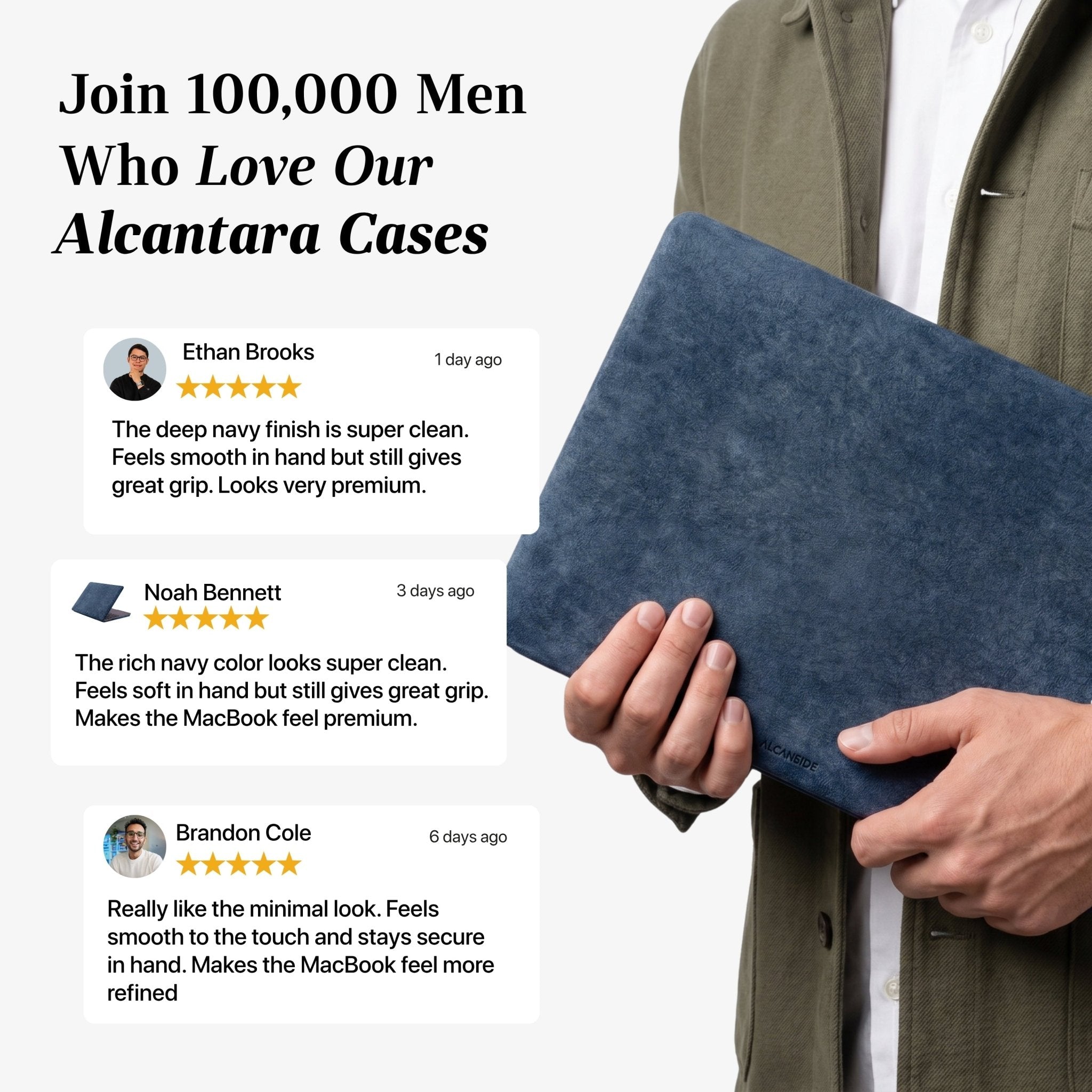 Alcantara MacBook Air Cover - For 13.6 inch (2022 M2 - 2025 M4) - Ocean Blue - Alcanside