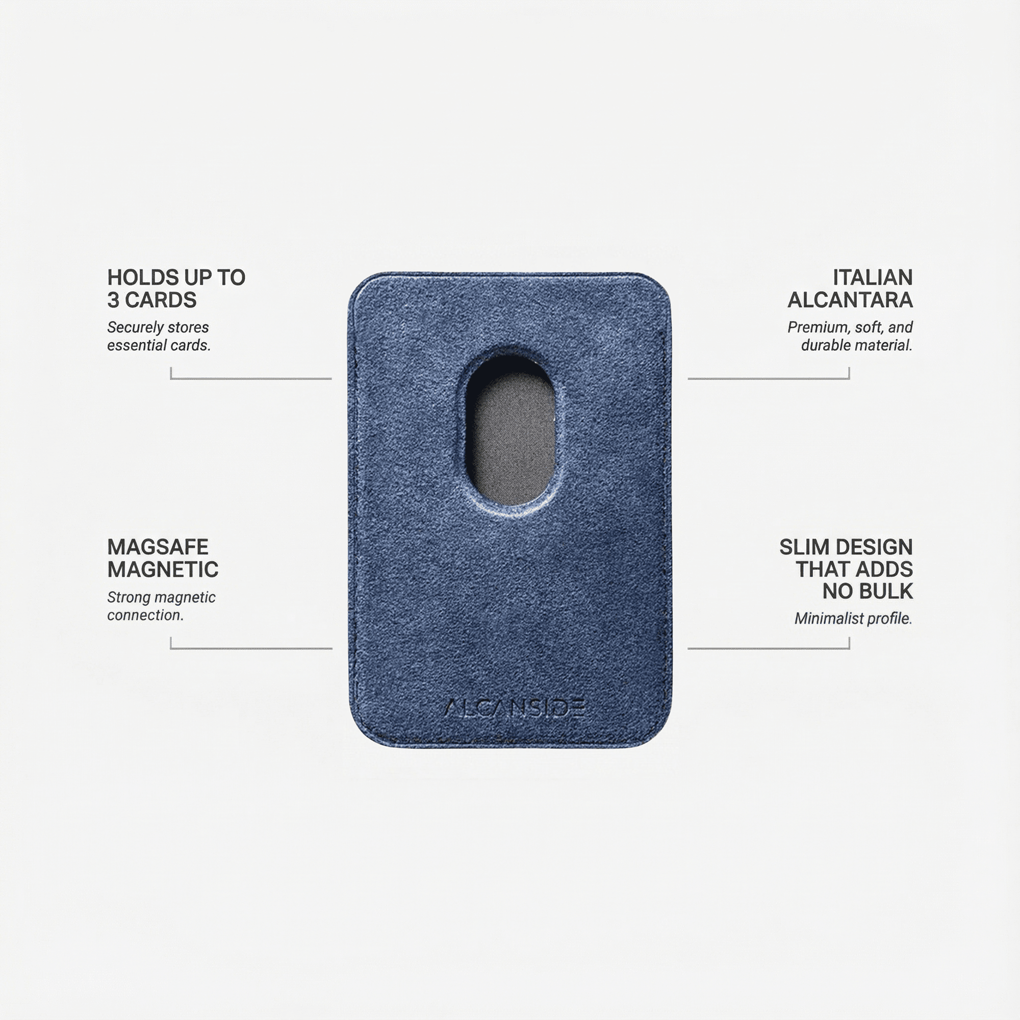 Alcantara MagSafe Wallet - Ocean Blue - Alcanside