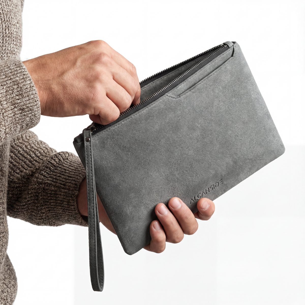 Alcantara Pouch - Nardo Gray