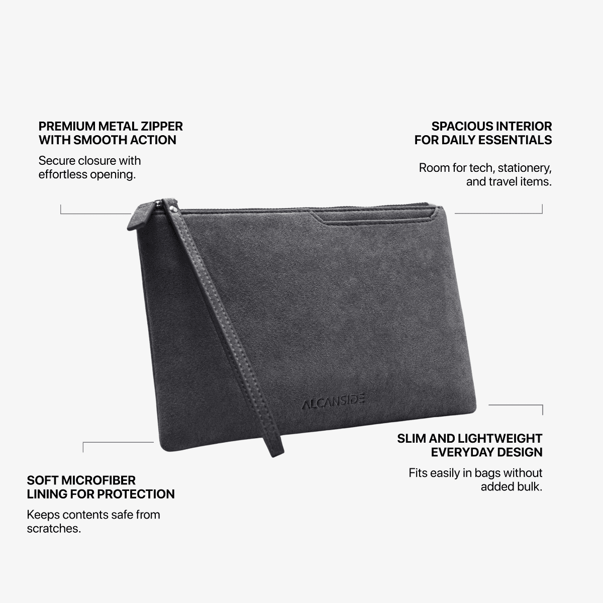 Alcantara Pouch - Space Grey - Alcanside