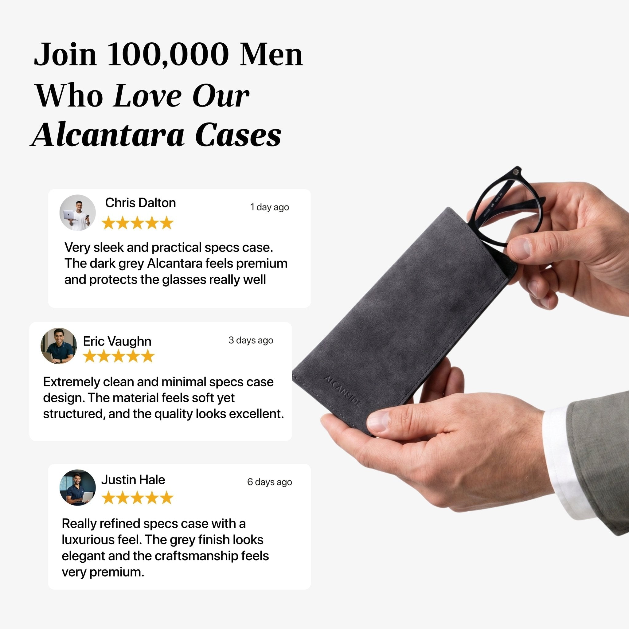Alcantara Spectacle Case - Space Grey - Alcanside