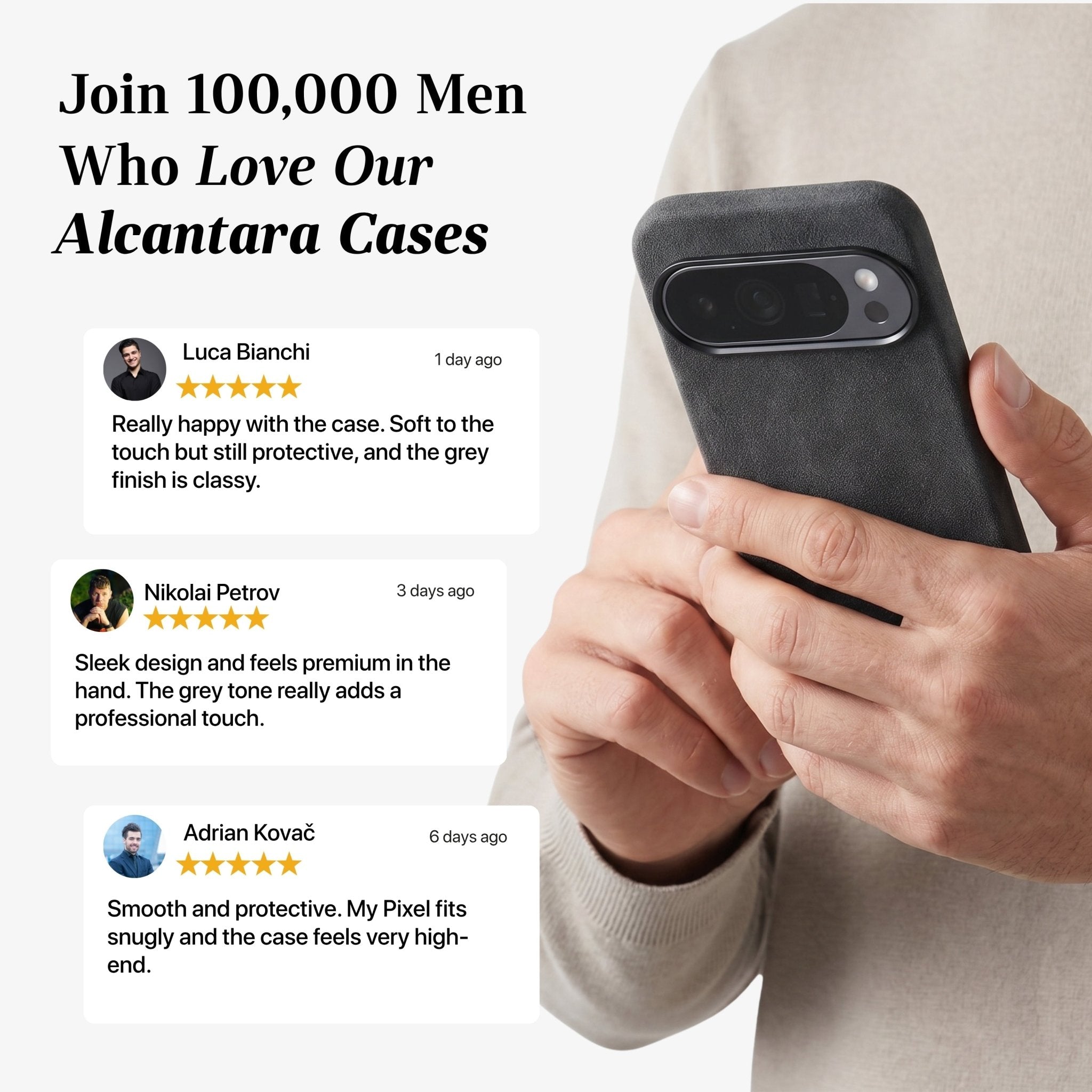 Google Pixel 10 Pro - Alcantara Case - Space Grey - Alcanside