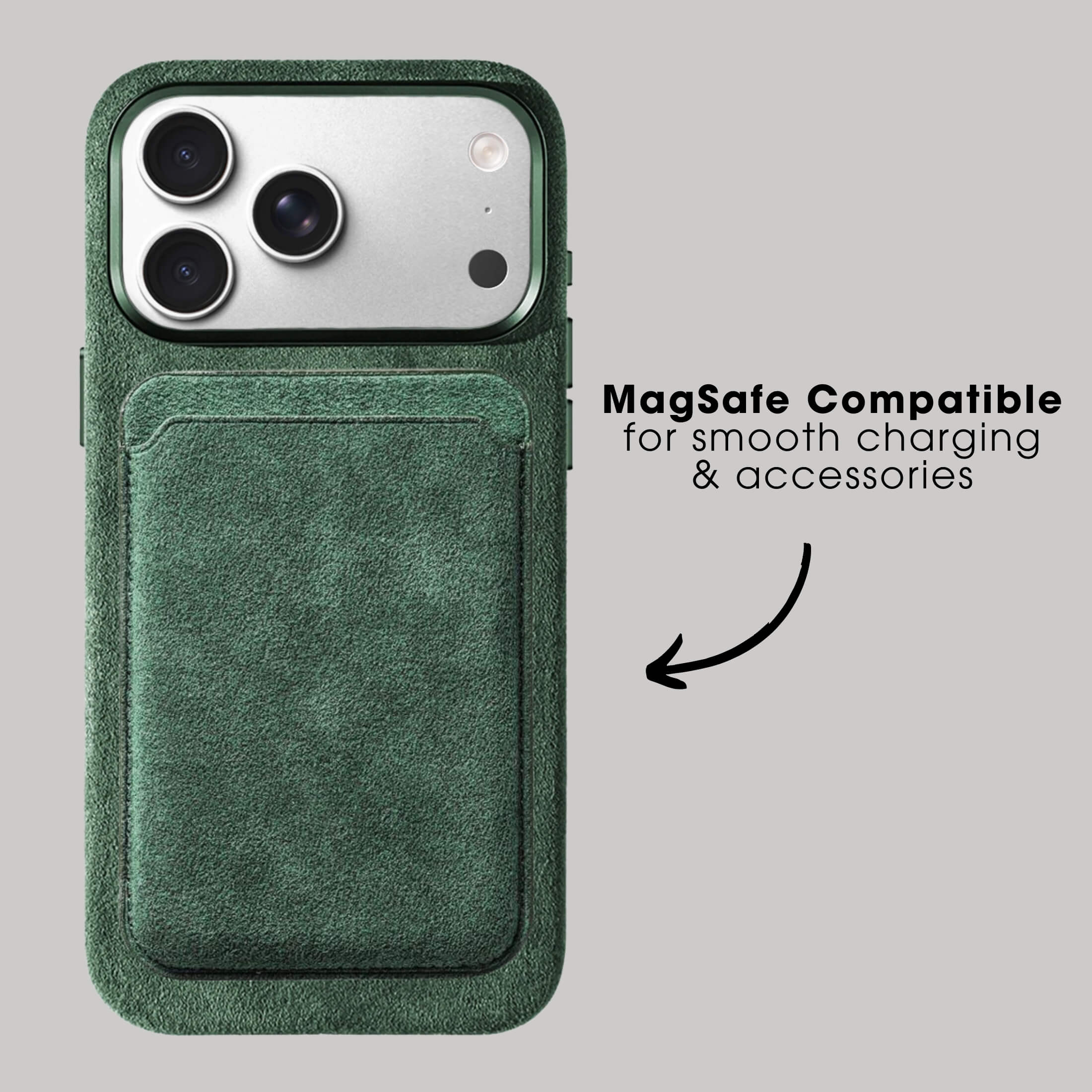 iPhone Alcantara Case + Magsafe wallet - Midnight Green