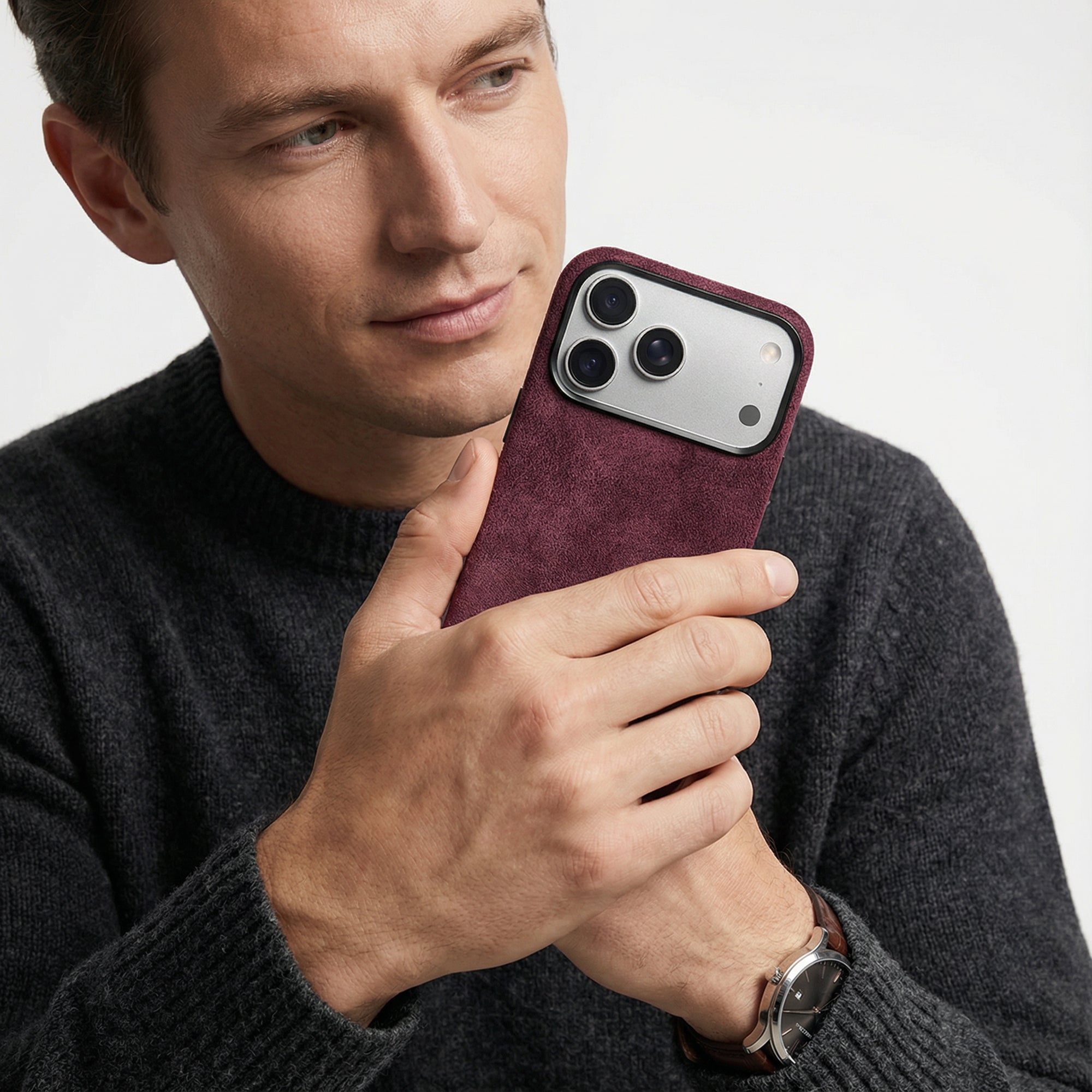 iPhone Alcantara Case - Wine Red - Alcanside