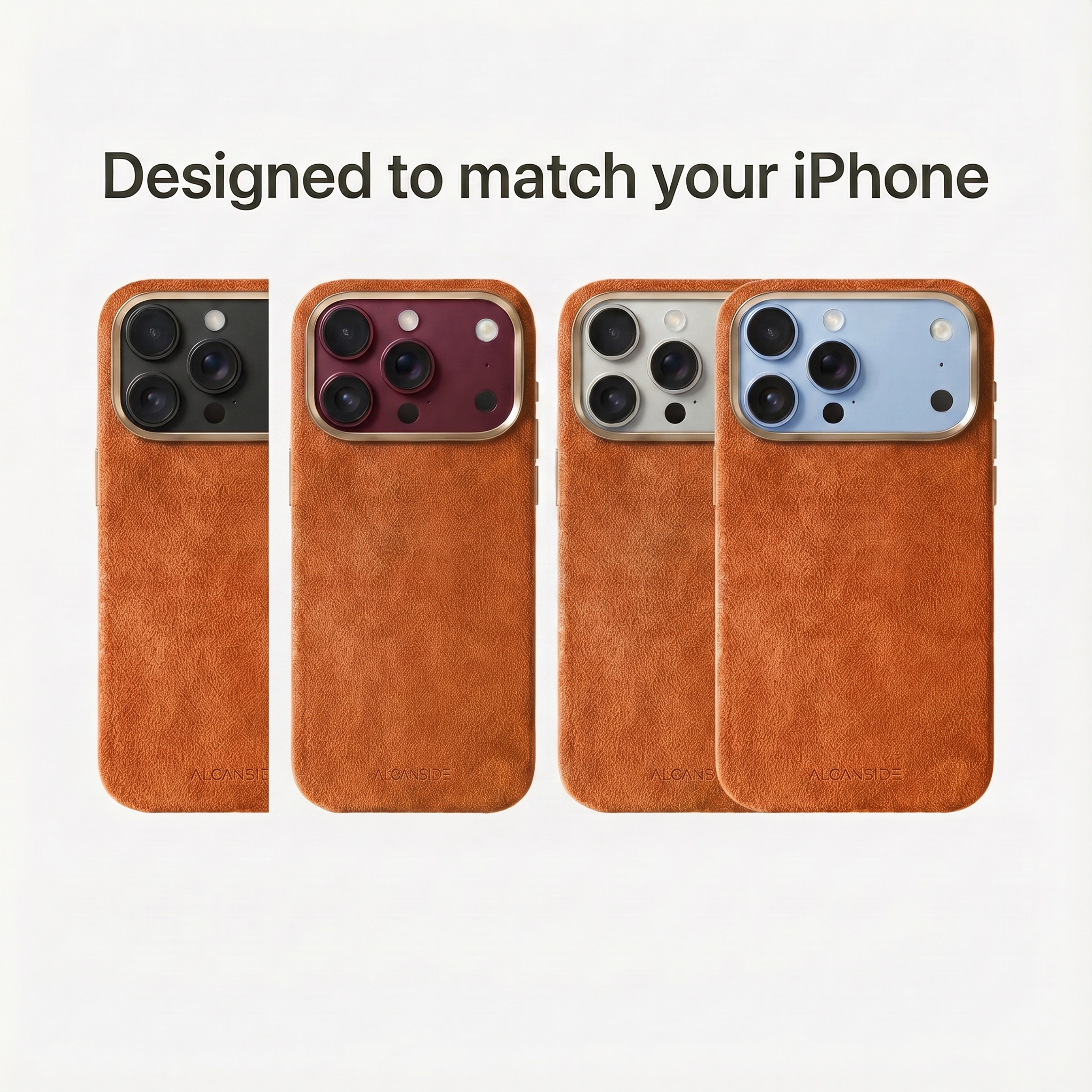 Orange Alcantara cases designed to match every iPhone 18 colour